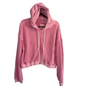 Aerie Pink Barbiecore Pockets Cozy Daytime Zip-Up Hoodie Size L